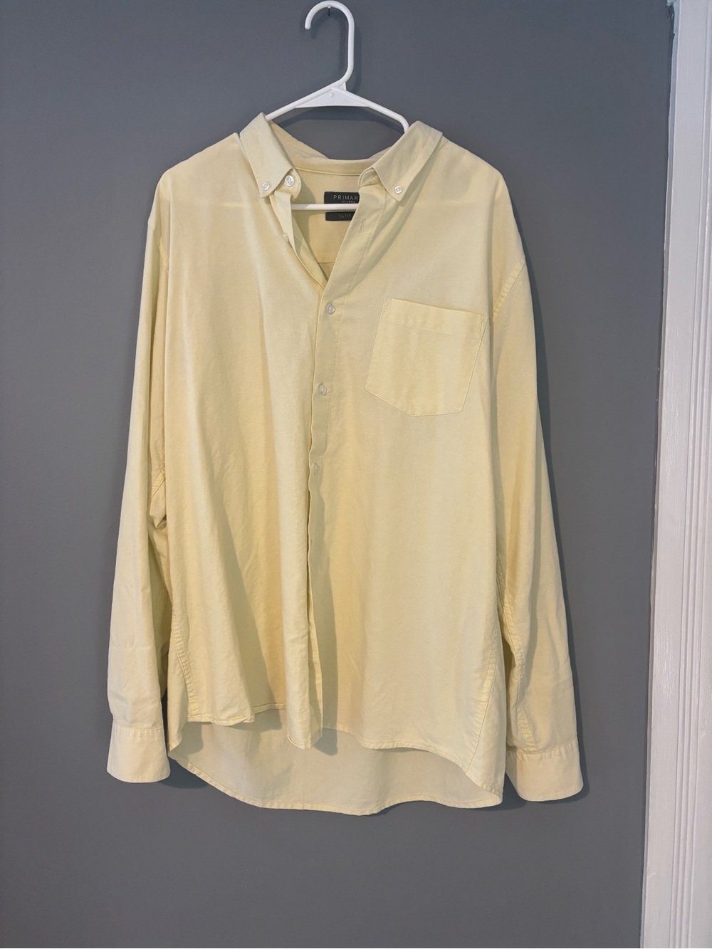 Primark Pale Yellow Men's Button-Down Shirt